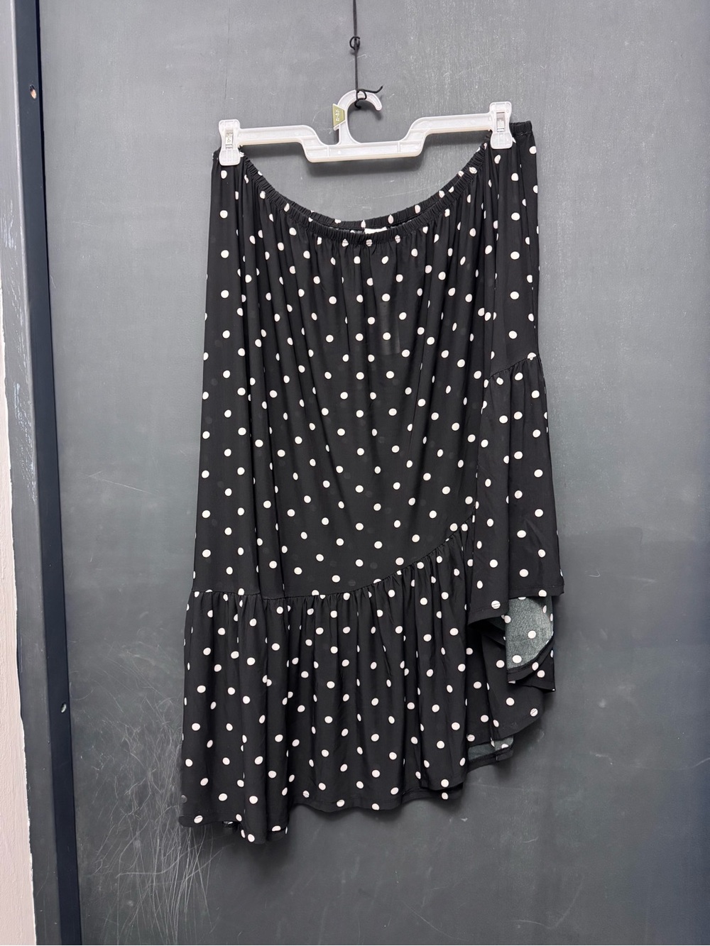 aerie Black and White Polka Dot Asymmetrical Ruffle Skirt